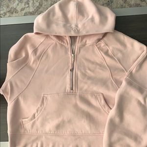 Light Pink Lululemon Scuba Half-Zip Cropped Hoodie